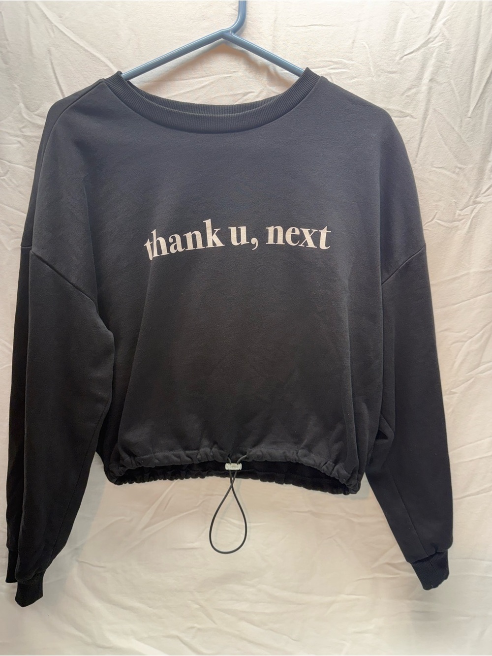 Ariana Grande Thank U Next 2019 H&M Cropped Sweatshirt Black Size M